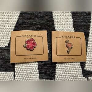 Coach New York Flower and Flamingo Pin Set